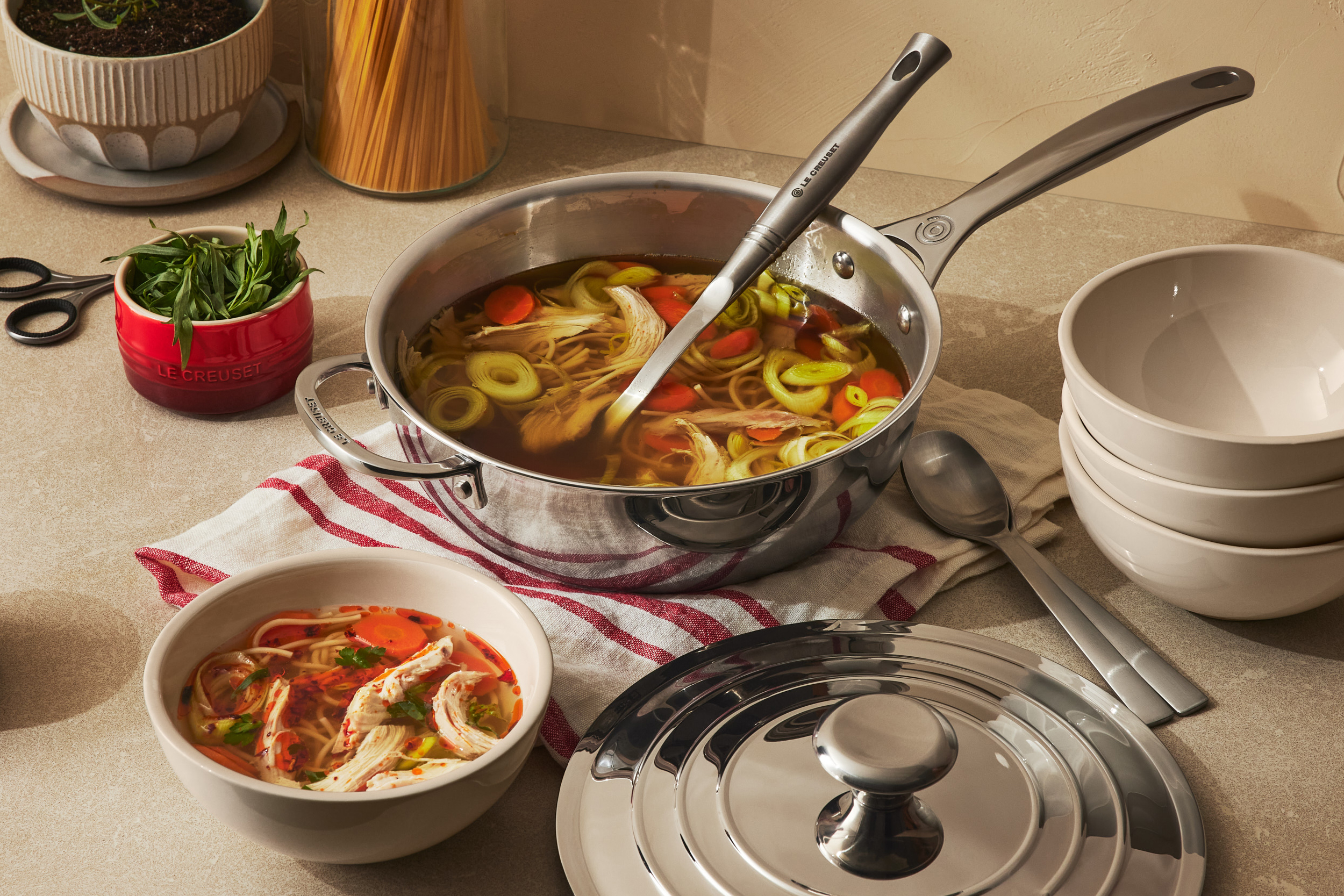 Chicken Noodle Soup with Turmeric and Herbs